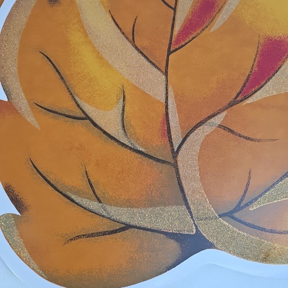 Autumn Fest Vinyl Placemat Leaf Shape Lot Of 6‎ Autumn Fest Sparkles Glitter - Picture 2 of 5